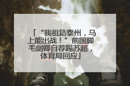 “我祖籍泰州，马上能出战！”前国脚毛剑卿自荐踢苏超，体育局回应