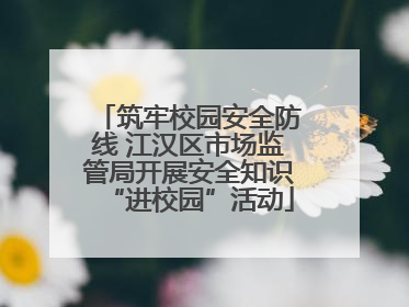 筑牢校园安全防线 江汉区市场监管局开展安全知识“进校园”活动