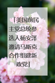 美国前民主党总统参选人杨安泽邀请马斯克合作组建新政党