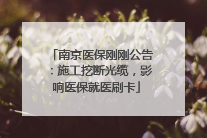 南京医保刚刚公告：施工挖断光缆，影响医保就医刷卡
