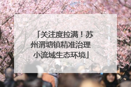 关注度拉满！苏州渭塘镇精准治理小流域生态环境