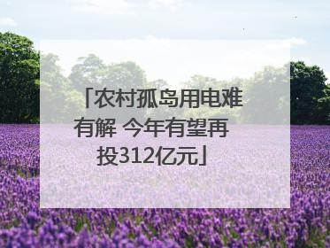 农村孤岛用电难有解 今年有望再投312亿元