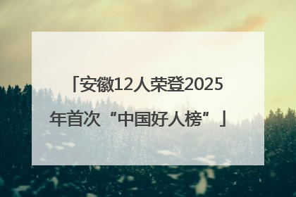 安徽12人荣登2025年首次“中国好人榜”