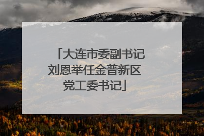 大连市委副书记刘恩举任金普新区党工委书记