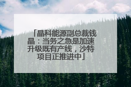 晶科能源副总裁钱晶：当务之急是加速升级既有产线，沙特项目正推进中