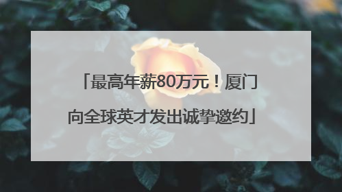 最高年薪80万元！厦门向全球英才发出诚挚邀约