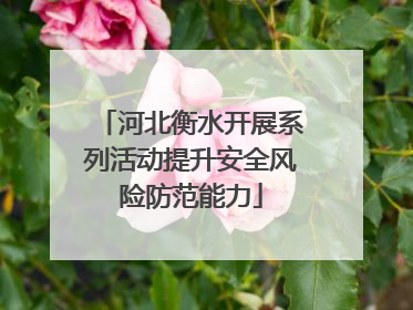 河北衡水开展系列活动提升安全风险防范能力