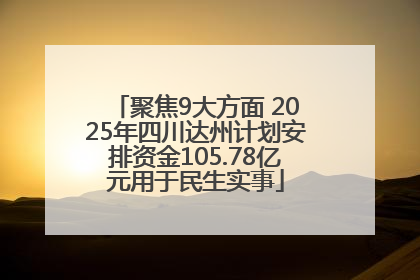 聚焦9大方面 2025年四川达州计划安排资金105.78亿元用于民生实事