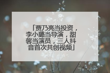 贾乃亮当投资，李小璐当导演，甜馨当演员，三人抖音首次共创视频