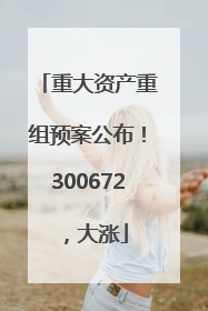 重大资产重组预案公布！300672，大涨