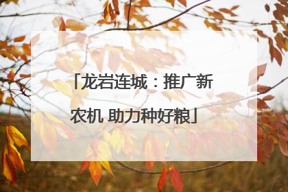 龙岩连城：推广新农机 助力种好粮