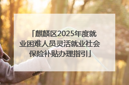 麒麟区2025年度就业困难人员灵活就业社会保险补贴办理指引
